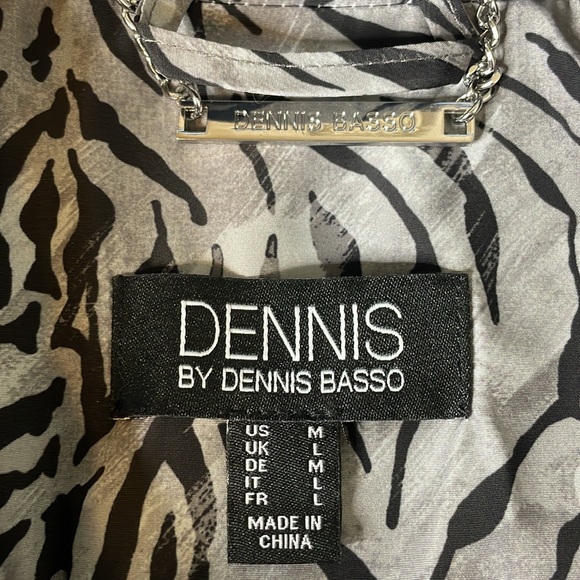 Dennis By Dennis Basso Grey Black Animal Print Rain Jacket Size Medium - Picture 8 of 13